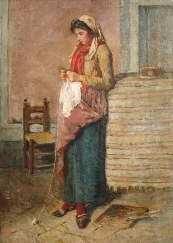 38-Gabbrigiana che lavora all'uncinetto-1885 